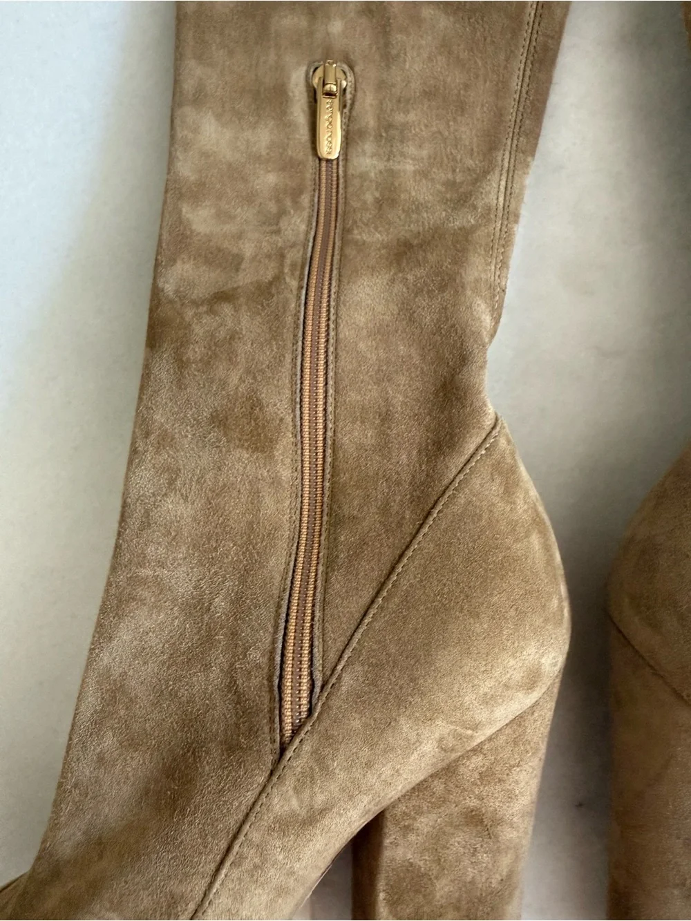 Sergio Rossi Over-the-Knee Suede Block Heel Boots - Taupe